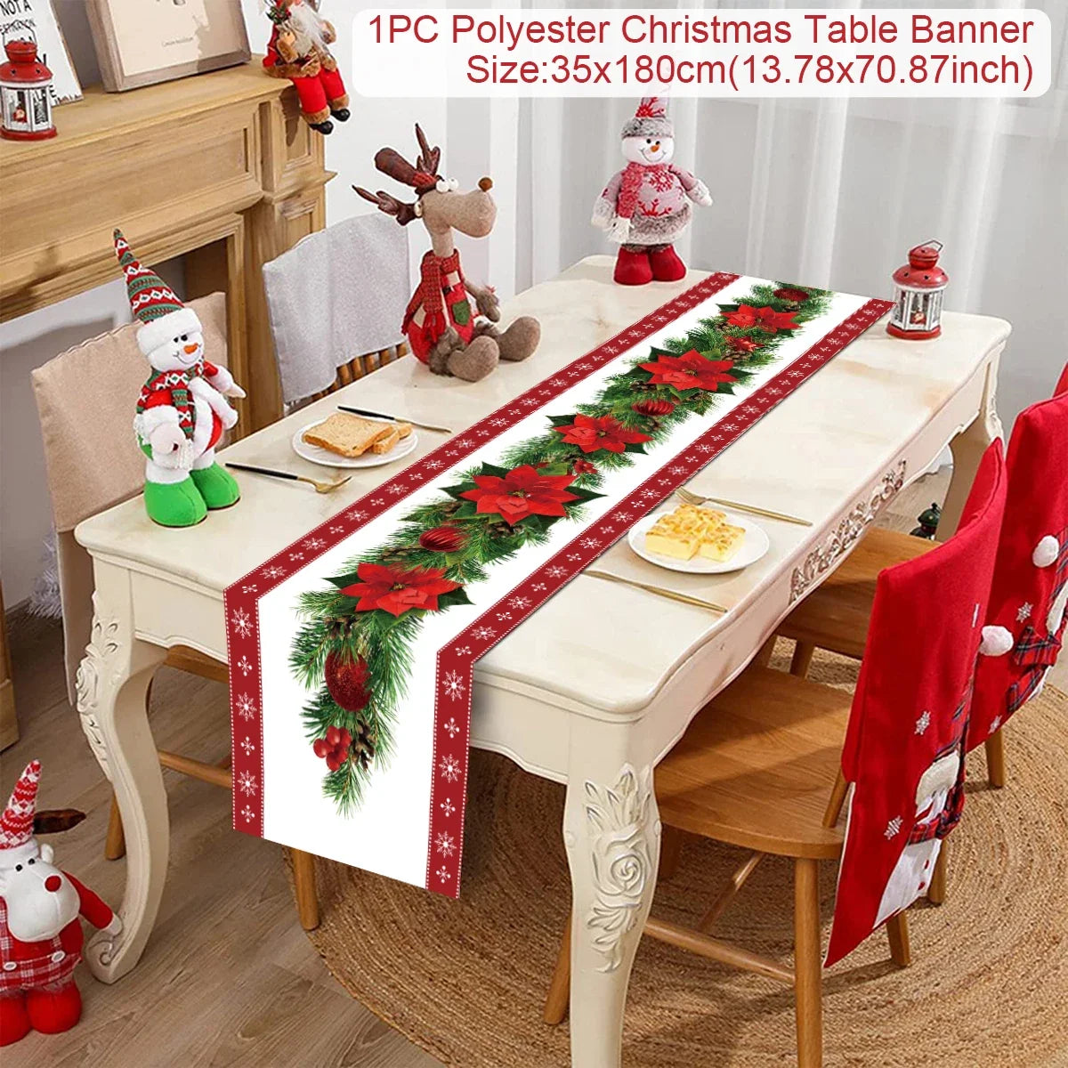 Christmas Table Runner Cloth Merry Christmas Table Decor for H024 Tablecloth Xmas Oome 2rnament Navidad Natal New Year Gift 2025