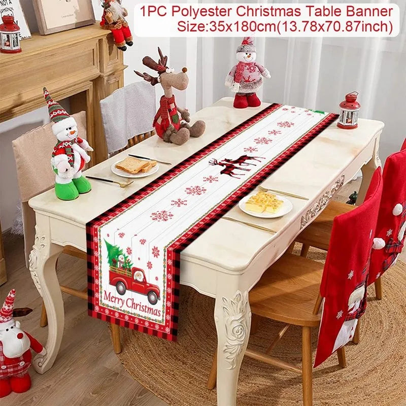 Christmas Table Runner Cloth Merry Christmas Table Decor for H024 Tablecloth Xmas Oome 2rnament Navidad Natal New Year Gift 2025