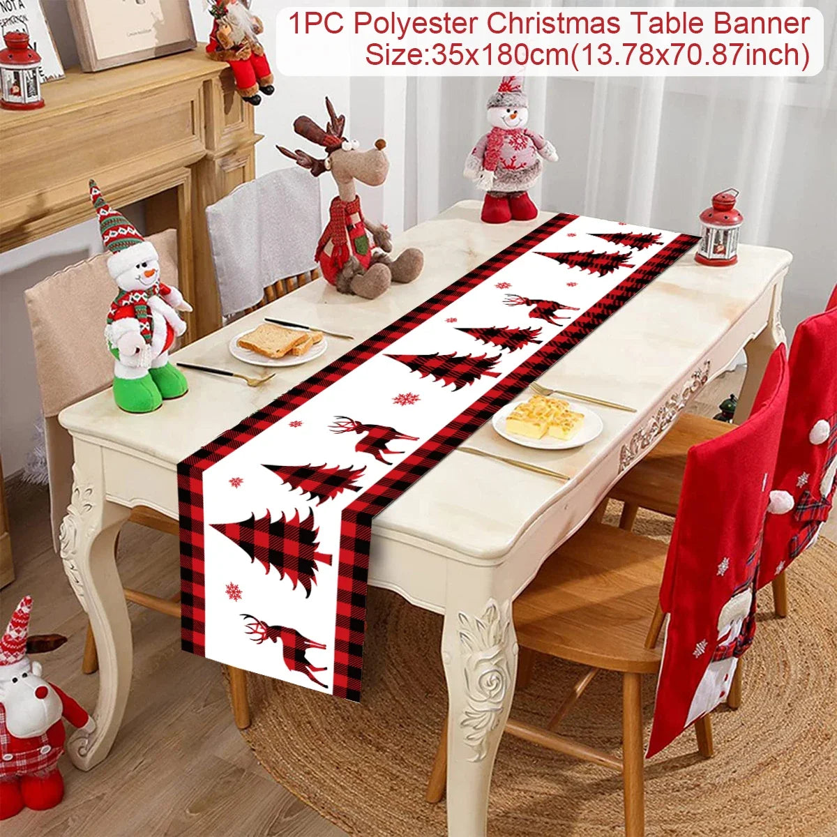 Christmas Table Runner Cloth Merry Christmas Table Decor for H024 Tablecloth Xmas Oome 2rnament Navidad Natal New Year Gift 2025