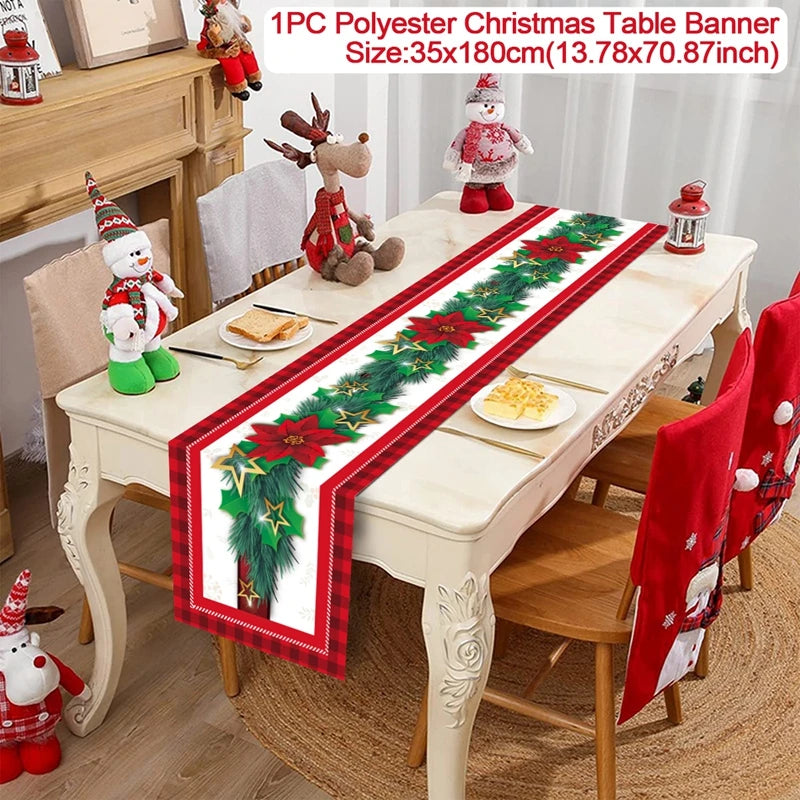 Christmas Table Runner Cloth Merry Christmas Table Decor for H024 Tablecloth Xmas Oome 2rnament Navidad Natal New Year Gift 2025