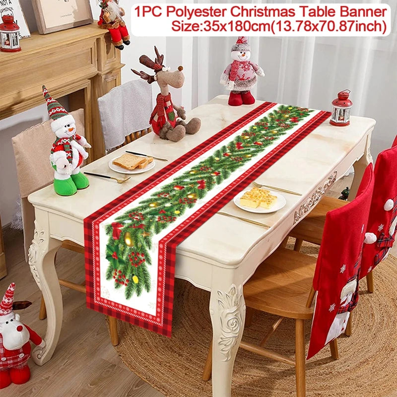 Christmas Table Runner Cloth Merry Christmas Table Decor for H024 Tablecloth Xmas Oome 2rnament Navidad Natal New Year Gift 2025