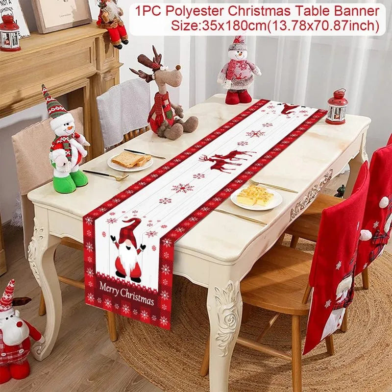 Christmas Table Runner Cloth Merry Christmas Table Decor for H024 Tablecloth Xmas Oome 2rnament Navidad Natal New Year Gift 2025