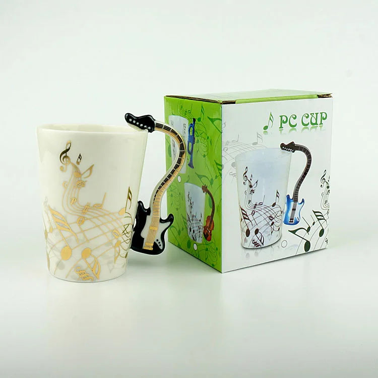 Cozinha - Caneca de 240ml Caneca de Cerâmica Guitarra Violino estilo bonito café chá leite stave canecas e copos com alça novidade presentes
