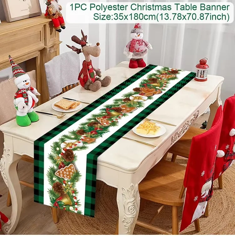 Christmas Table Runner Cloth Merry Christmas Table Decor for H024 Tablecloth Xmas Oome 2rnament Navidad Natal New Year Gift 2025