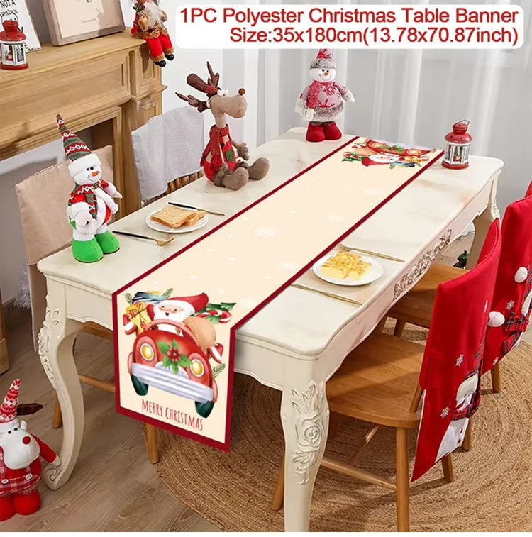 Christmas Table Runner Cloth Merry Christmas Table Decor for H024 Tablecloth Xmas Oome 2rnament Navidad Natal New Year Gift 2025