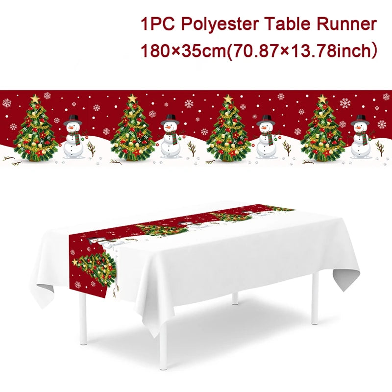 Christmas Table Runner Cloth Merry Christmas Table Decor for H024 Tablecloth Xmas Oome 2rnament Navidad Natal New Year Gift 2025