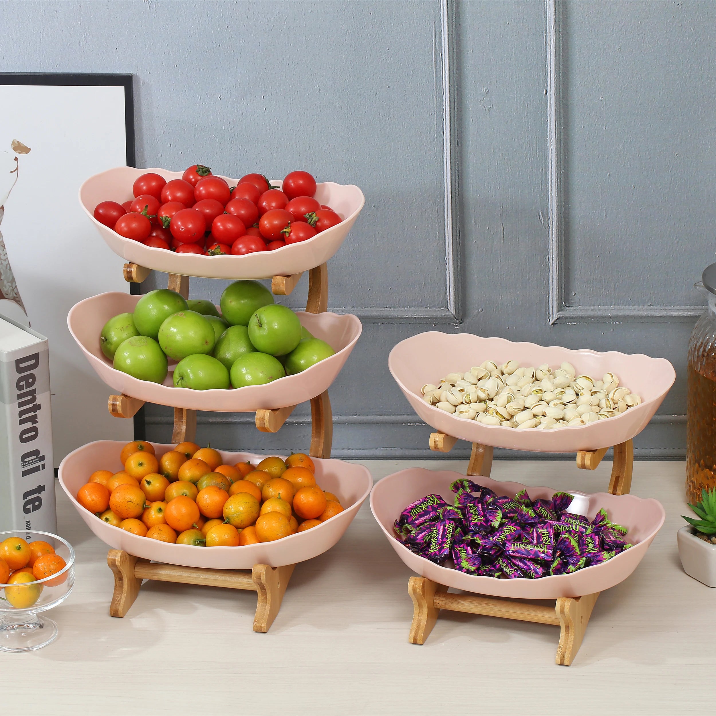 2/3 Layer Fruit Plate Home Living Room Plastic Snack Dish Creative Modern Dried Fruit Basket Candy Dish Cake Stand Salad Bowl