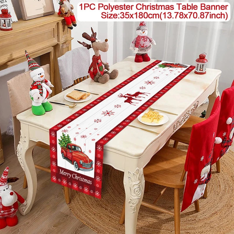 Christmas Table Runner Cloth Merry Christmas Table Decor for H024 Tablecloth Xmas Oome 2rnament Navidad Natal New Year Gift 2025