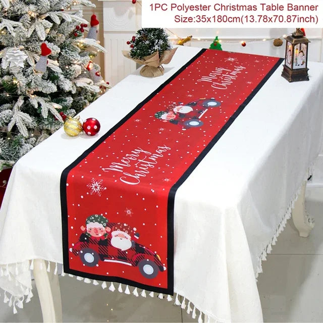 Christmas Table Runner Cloth Merry Christmas Table Decor for H024 Tablecloth Xmas Oome 2rnament Navidad Natal New Year Gift 2025