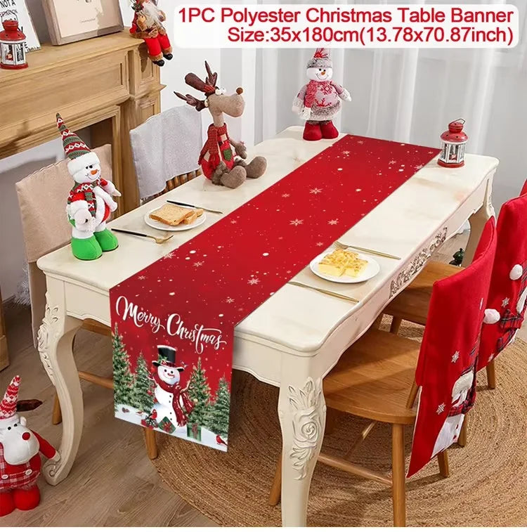 Christmas Table Runner Cloth Merry Christmas Table Decor for H024 Tablecloth Xmas Oome 2rnament Navidad Natal New Year Gift 2025
