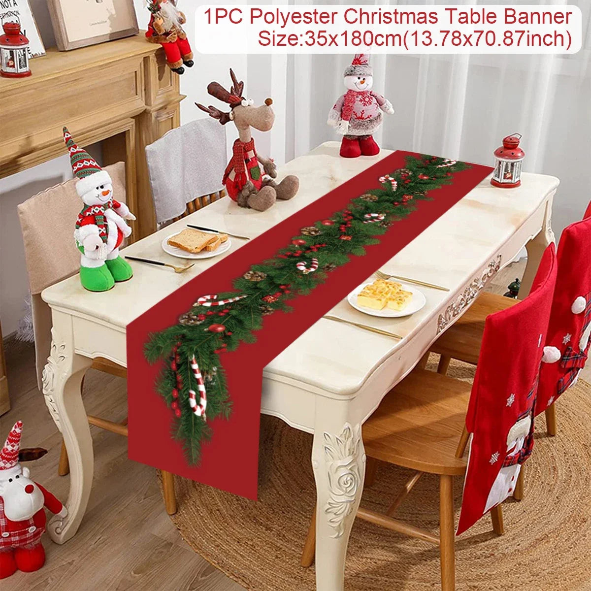Christmas Table Runner Cloth Merry Christmas Table Decor for H024 Tablecloth Xmas Oome 2rnament Navidad Natal New Year Gift 2025