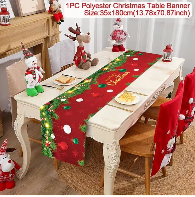 Christmas Table Runner Cloth Merry Christmas Table Decor for H024 Tablecloth Xmas Oome 2rnament Navidad Natal New Year Gift 2025