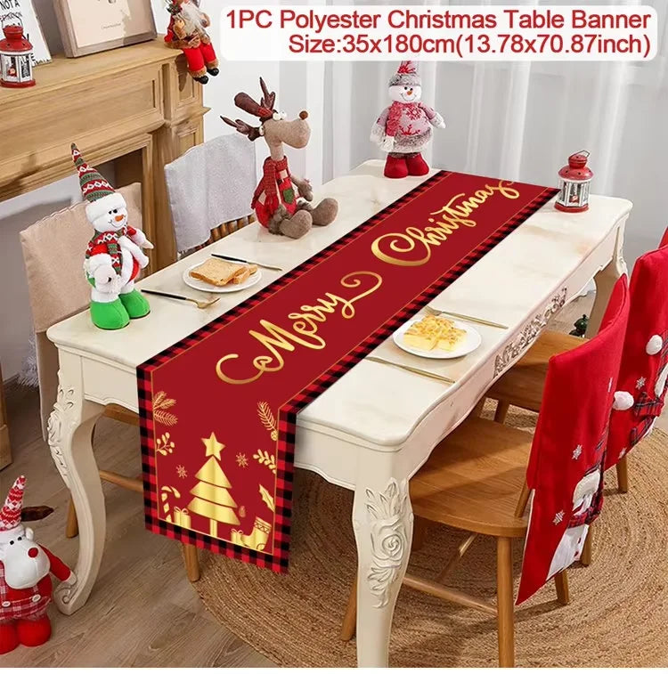 Christmas Table Runner Cloth Merry Christmas Table Decor for H024 Tablecloth Xmas Oome 2rnament Navidad Natal New Year Gift 2025