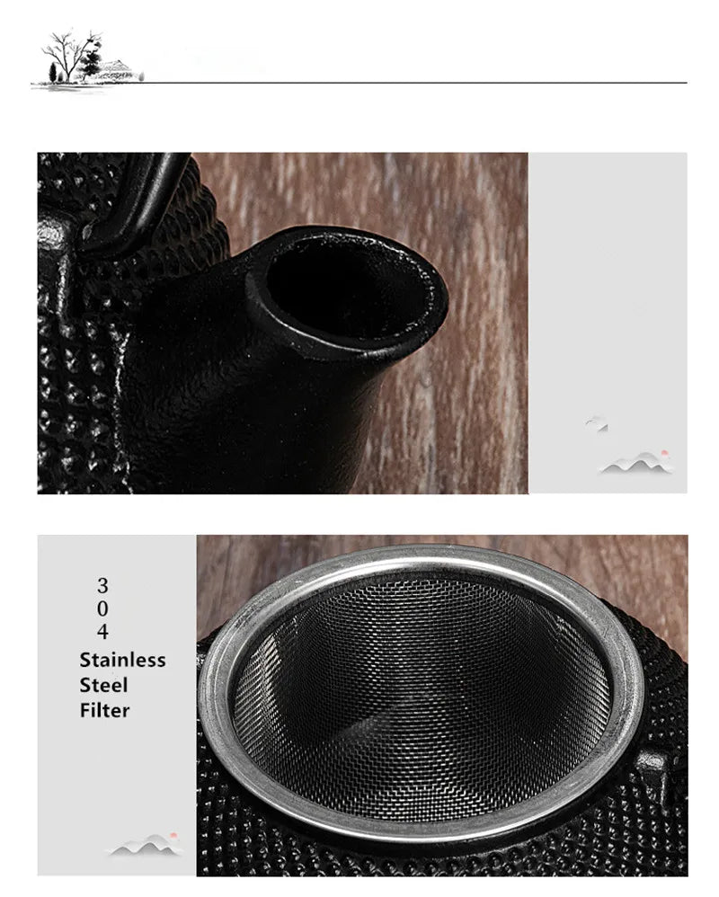 300ML  Tea Pot with Stainless Steel Infuser Cast Iron Teapot Tea Kettle for Boiling Water Oolong Tea