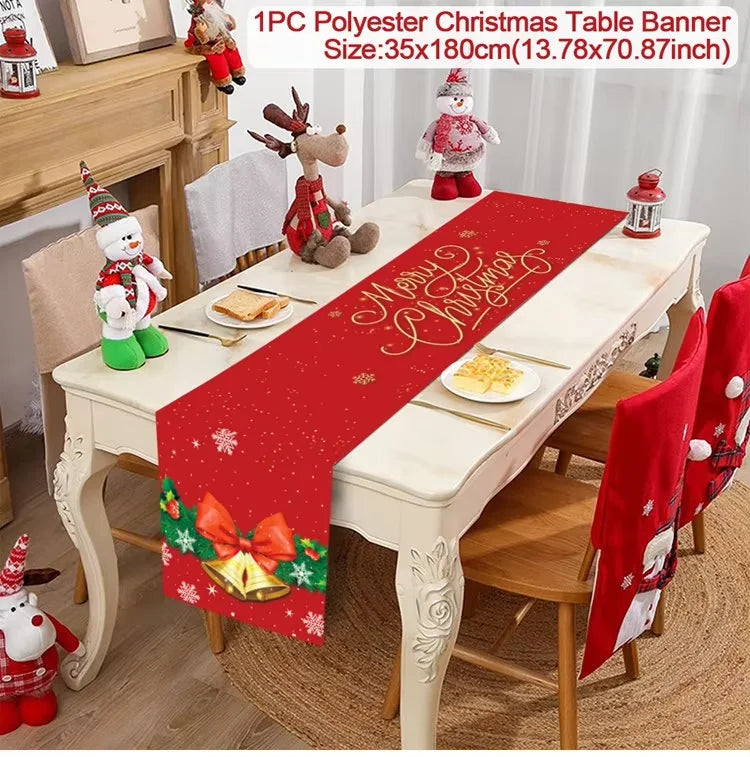 Christmas Table Runner Cloth Merry Christmas Table Decor for H024 Tablecloth Xmas Oome 2rnament Navidad Natal New Year Gift 2025