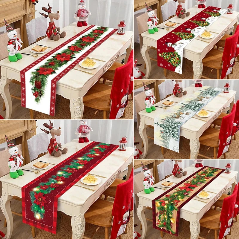 Christmas Table Runner Cloth Merry Christmas Table Decor for H024 Tablecloth Xmas Oome 2rnament Navidad Natal New Year Gift 2025