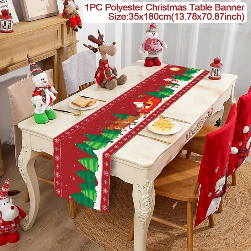 Christmas Table Runner Cloth Merry Christmas Table Decor for H024 Tablecloth Xmas Oome 2rnament Navidad Natal New Year Gift 2025
