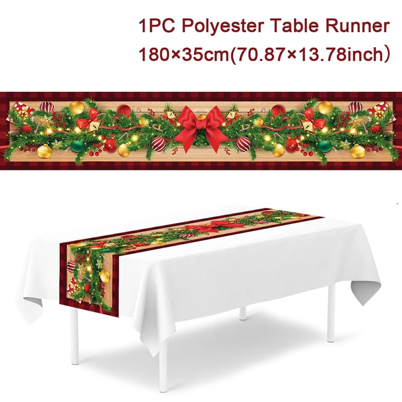 Christmas Table Runner Cloth Merry Christmas Table Decor for H024 Tablecloth Xmas Oome 2rnament Navidad Natal New Year Gift 2025
