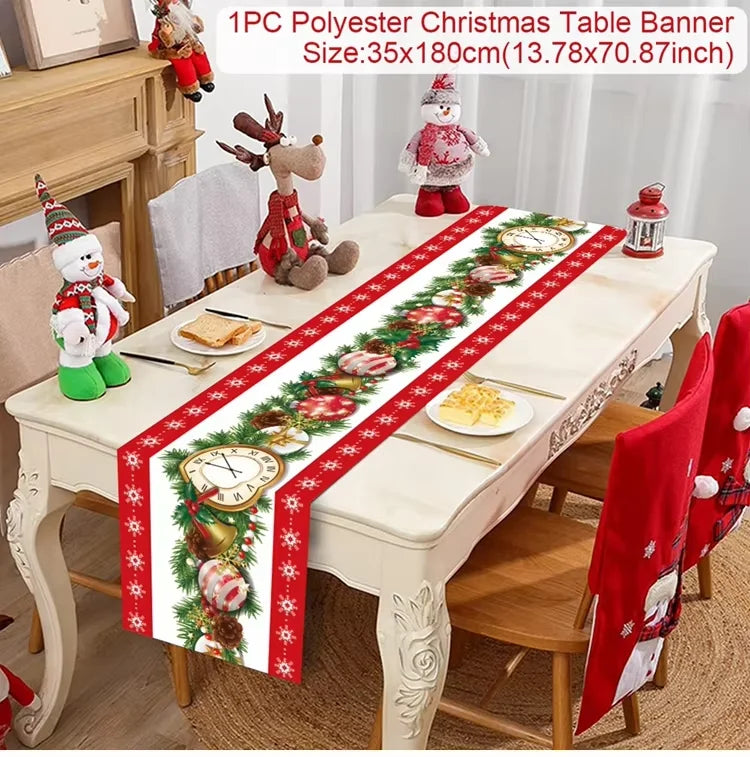 Christmas Table Runner Cloth Merry Christmas Table Decor for H024 Tablecloth Xmas Oome 2rnament Navidad Natal New Year Gift 2025