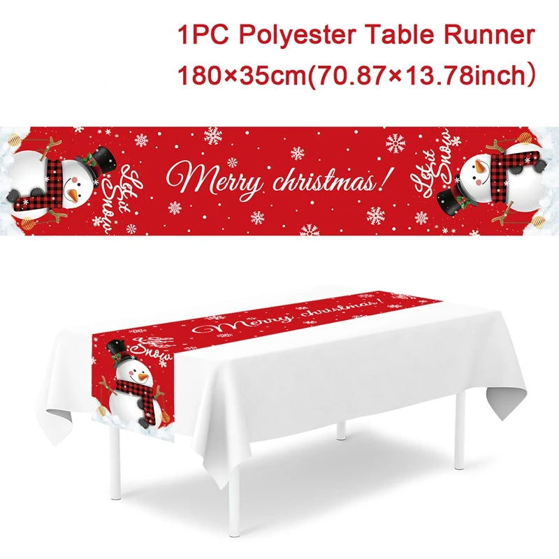 Christmas Table Runner Cloth Merry Christmas Table Decor for H024 Tablecloth Xmas Oome 2rnament Navidad Natal New Year Gift 2025