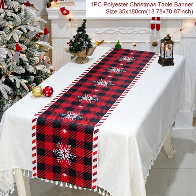 Christmas Table Runner Cloth Merry Christmas Table Decor for H024 Tablecloth Xmas Oome 2rnament Navidad Natal New Year Gift 2025