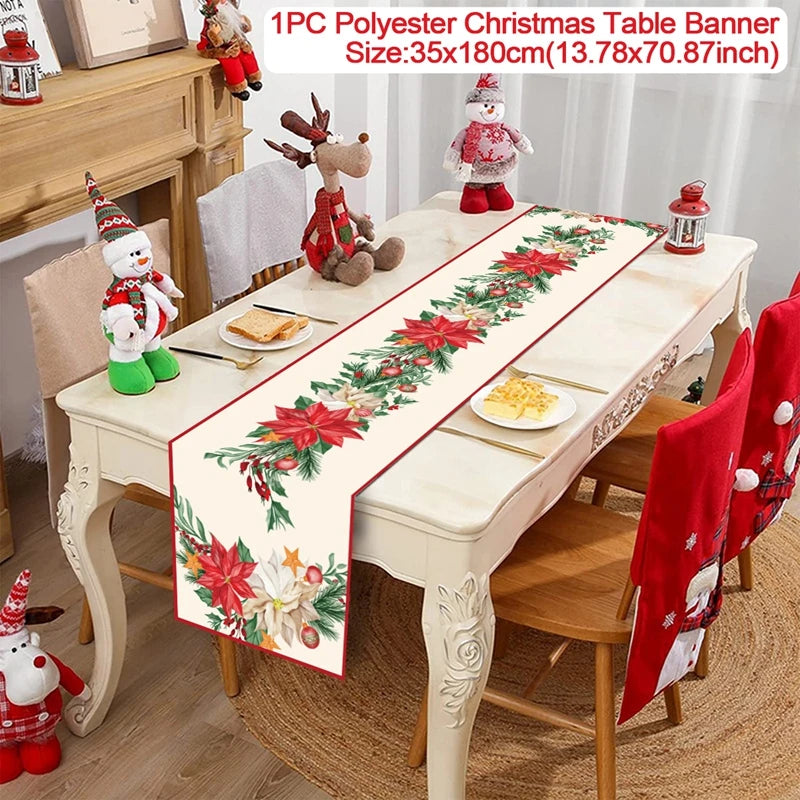 Christmas Table Runner Cloth Merry Christmas Table Decor for H024 Tablecloth Xmas Oome 2rnament Navidad Natal New Year Gift 2025