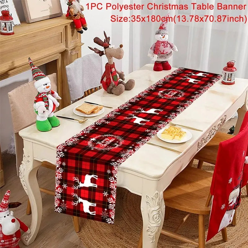 Christmas Table Runner Cloth Merry Christmas Table Decor for H024 Tablecloth Xmas Oome 2rnament Navidad Natal New Year Gift 2025