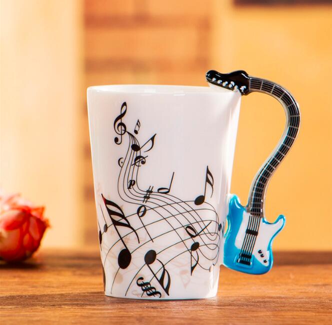 Cozinha - Caneca de 240ml Caneca de Cerâmica Guitarra Violino estilo bonito café chá leite stave canecas e copos com alça novidade presentes
