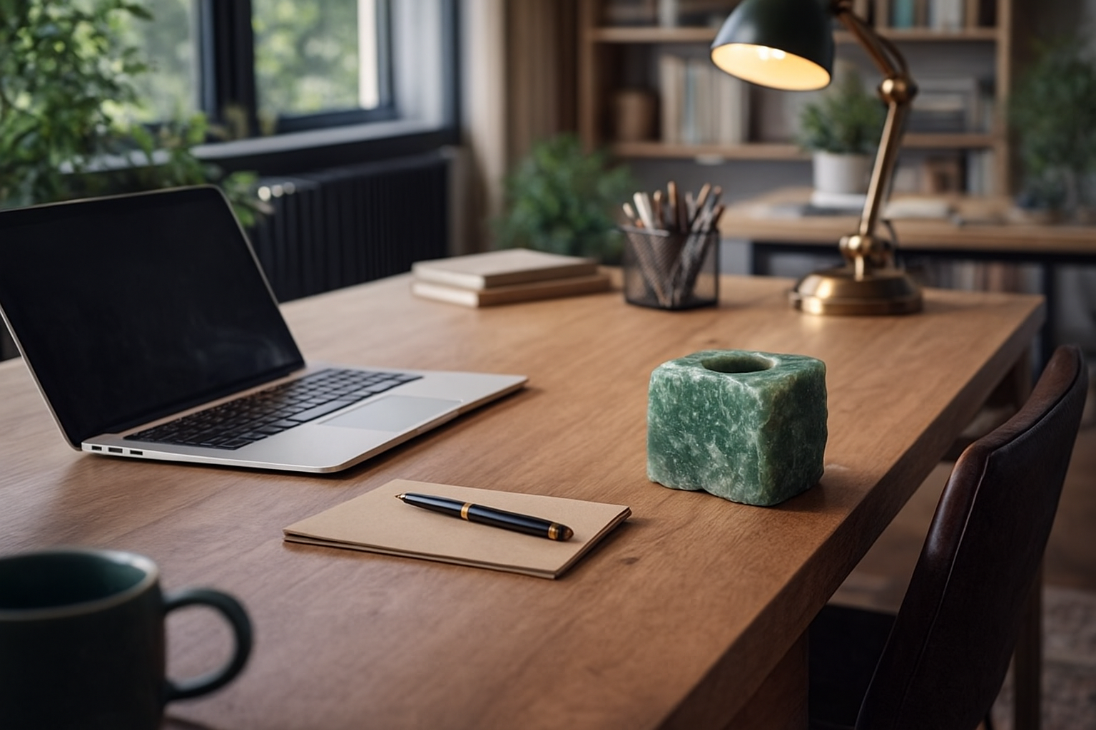 Porta-Velas em Quartzo Verde Natural – Decoração Elegante para Sala e Ambientes Internos | Doca Express